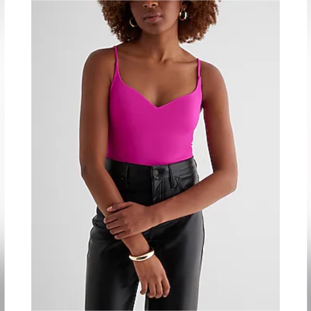 Express Magenta V-Neck Spaghetti Strap Bodysuit